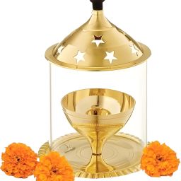 Brass, Borosilicate Glass Table Diya Set-image-54