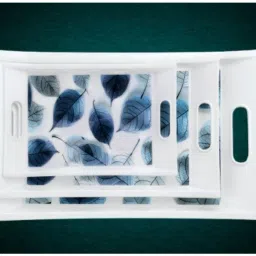 Printed Serving Tray Set Plastic Material BPA Free for Tea,Coffee,Snack, 104 Tray-image-2