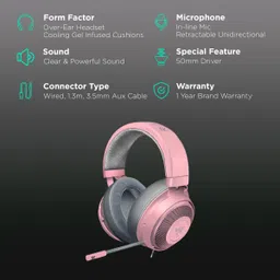 RAZER Kraken RZ04-02830300-R3M1 Wired Gaming Headset (Thicker Headband Padding, Over Ear, Quartz) image 2