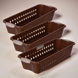Plastic Storage Basket for Kitchen-Vegetables-Stationery|JAWA-1|Small|Pack of 3|Brown Storage Basket-image-46