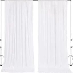 Stookin White Decoration Backdrop Curtain Background Wedding Parties 5Ftx12Ft Set of 2 Reflector-image-27