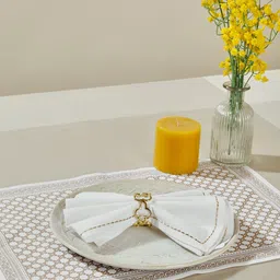 Fabindia Set Of 6 White Embroidered Cotton Table Napkins-picture-4
