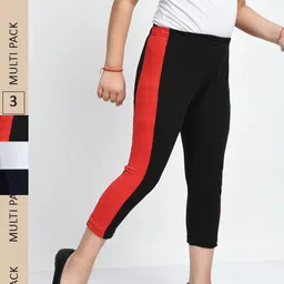 IndiWeaves Girls Pack of 3 Mid-Rise Cotton Capris-picture-16