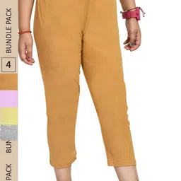 IndiWeaves Girls Pack Of 4 Regular Fit Pure Cotton Capris-image-25