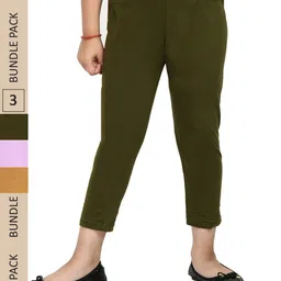 IndiWeaves Girls Pack Of 3 Pure Cotton Capris-picture-29