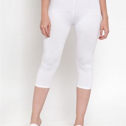 Jinfo Women White & Red Pack of 3 Cotton Solid Capris-99