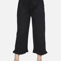 Cutiekins Girls Black Solid Ruffled Cotton Capris-image-8