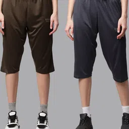 VIMAL JONNEY Women Pack Of 2 Grey & Olive Green Capris-19