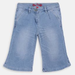 Blue Giraffe Girls Blue Solid Regular Fit Capris-image-92