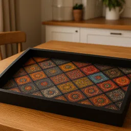 Wooden, Print Dsigns, Mandala Tray For drinks Serving, Kitchen, Dining 13x9 In Tray-22
