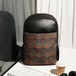 ZOUK Royal Indian Peacock Motifs Printed Backpack With Compression Straps image 2