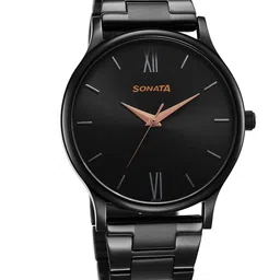 Sonata Men Brass Dial & Stainless Steel Bracelet Style Straps Analogue Watch 77105NM03W-41