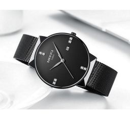 Nibosi Men Black Dial & Black Stainless Steel Bracelet Style Straps Analogue Watch-image-7