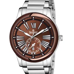 SWISSTYLE Men Brown Brass Dial & Silver Toned Bracelet Style Straps Analogue Watch-58