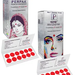 PERPAA Set of 2 Red Velvet Kumkum Bindi Box with 15 Flaps Each - Size 1-79