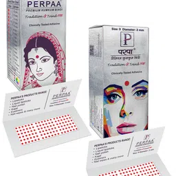 PERPAA Set of 2 Red Velvet Kumkum Bindi Box with 15 Flaps Each - Size 9-77