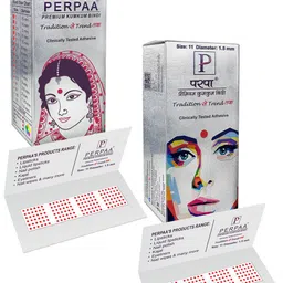PERPAA Set of 2 Red Velvet Kumkum Bindi Box with 15 Flaps Each - Size 11-82
