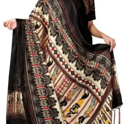Cotton Silk Printed Black Women Dupatta-17