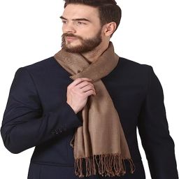 Self Design Cotton Blend Men Brown Stole-image-5