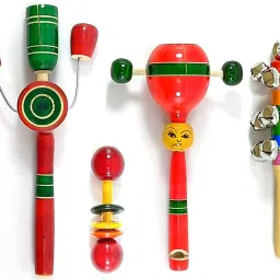 Wooden Tublar, Dumble, Flower, and Ten Bell (Set of 4) Rattle-image-19