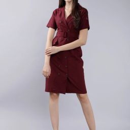 Women A-line Red Midi/Calf Length Dress-image-39