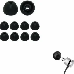 Hoppokart Soft Silicone Earbuds Tips Eartips Earpads Caps Earplugs for Earphones and Bluetooth 5 Pair (Medium, Black) In The Ear Headphone Cushion-image-22