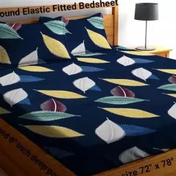 144 TC Cotton Double Floral Fitted (Elastic) Bedsheet-21
