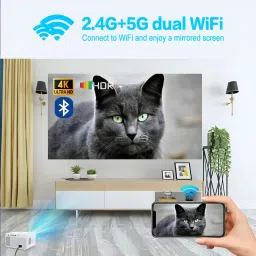 Omex 4K Decoding Android Wifi6 BT 5.0 Short Throw 9000 Lumens (600 Ansi) Dolby (9000 lm / 2 Speaker / Wireless / Remote Controller) Portable Projector image 4