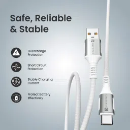 Portronics USB Type C Cable 3 A 1.5 m Konnect Y 3A 1.5m USB to Type C Cable for Type C Devices,4.5mm Braided image 2