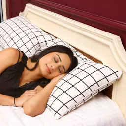 Soft Density for Stomach and Back Sleepers - Standard Microfibre, Polyester Fibre Geometric, Solid, Stripes Cushion Pack of 2-16
