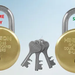 Lock with Common Key, 2 Padlock with 3 Same Keys, Link Steel 8 Lever, Gold 65mm Padlock-image-23