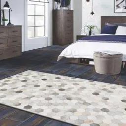 dazzhome Lite Brown Hair On Leather Geometrical Hand Woven 9ftx12ft Carpet-picture-36