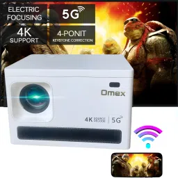 Omex 4K Decoding Android Wifi6 BT 5.1 Short Throw 6D Keystone Dolby Dual Wi-Fi (3800 lm / 2 Speaker / Wireless / Remote Controller) Portable Projector-24