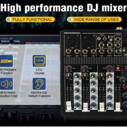 kh 4_Channel Mixing Console Bluetooth Compatible Portable Digital DJ Console w/USB Powered Sound Mixer image 4