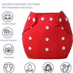 wagwanfly Cloth Diapers for Babies | Reusable Diaper Cloth With 1 Black Insert Pad (Red) image 2