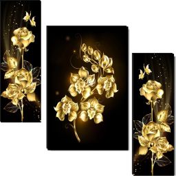 Set Of 3 Flower Pots Floral Wall Paintings For Living Room Digital Reprint 12 inch x 18 inch Painting-16