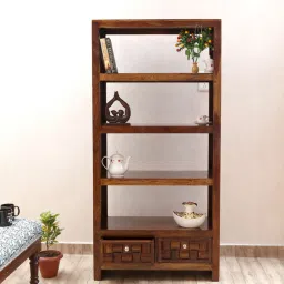 Solid Wood Semi-Open Book Shelf-1