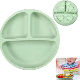 Silicone Baby Suction Plate with Strong Cups Divided Sections for Self Feeding- Silicone-29