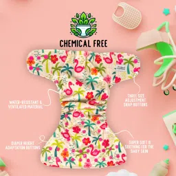 bear & bunny Washable Reusable Cloth Diaper,Free Size|for Kids 0-3 Yrs|1 Diaper & 2 insert image 3