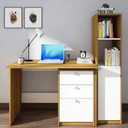 woodbuzz Kipling Writing Table In Exotik Teak & Frosty White Finish-picture-7