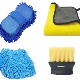 4Pcs Car Cleaning Kit Towel,brush,gloves,dusrter Combo-24