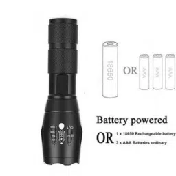 small sun Professional Electric Rechargeable 5 Mode Portable Waterproof Zoomable 5 Watt Long Range Focus Mode Black Emergency Flashlight Torch Light Weight Smooth Easy To Use Torch Torch image 2