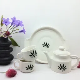 Pack of 4 Ceramic Ceramic Tea Kettle Set Kitchenware ,1 Kettle, 1 Tray, Tea Cup 2 Piece-18