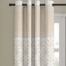 White Floral Cotton 9 Ft Semisheer Eyelet Door Curtain by Rajasthan Decor-picture-45