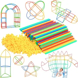 Non-Toxic 200 Piece Straw Building Block Toys For Kids,Learning Toy,Puzzle Toy-19