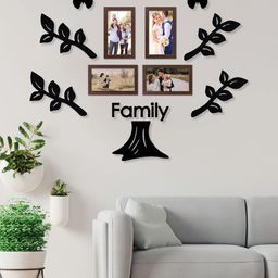 RANDOM Set Of 4 Solid Family Tree Collage Photo Frames With 9 Plaques-0