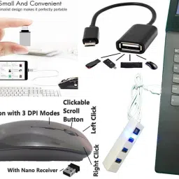 ANJO Keyboard-WirelesMouse-Pad-Hub-Clenr-OTGCM-Ext-LED-Skin-14.6iScrn&KeyGuard&Sleeve Combo Set image 3