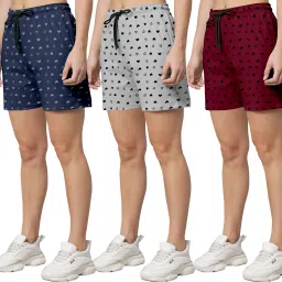 Pack of 3 Printed Women Multicolor Regular Shorts-image-94