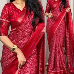Woven, Polka Print Kalamkari Art Silk, Tussar Silk Saree-image-43