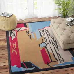 imperial knots Multicolor Wool Abstract 96 x 60 Inches Hand Woven Dhurrie-picture-3